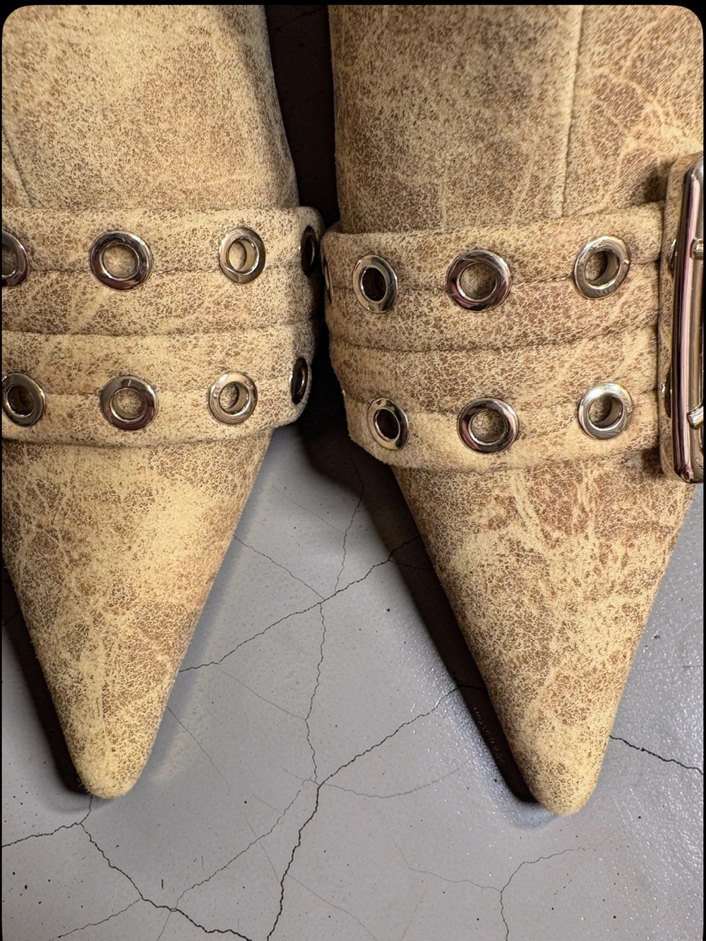 Jeffrey Campbell Up-2-Date Beige Distressed Silver Ankle Boots - Picture 5 of 12